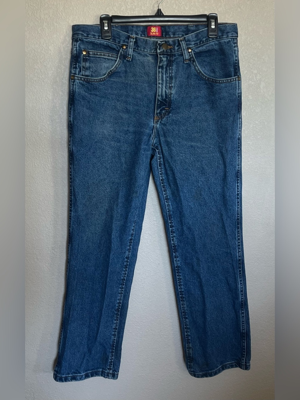 Wrangler Men's Slim Fit Dark Blue Denim Jeans 34X30